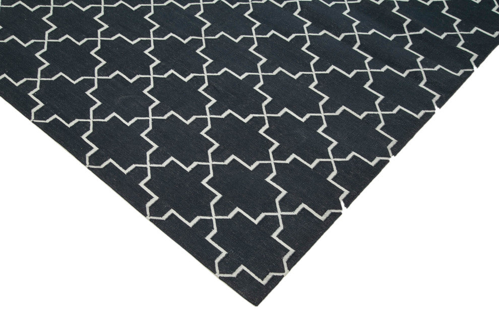 Rug N Carpet - Handmade Wool 9'' 2'''' x 12'' 0'''' Flatweave Dhurrie Kilim Rug