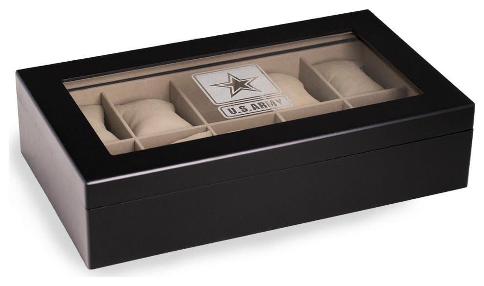 US Army Logo Black Wood 10 Watch Case