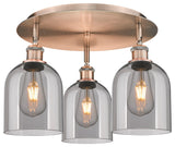Ballston-Bella 3-Light 18" Flush Mount, Antique Copper, Light Smoke