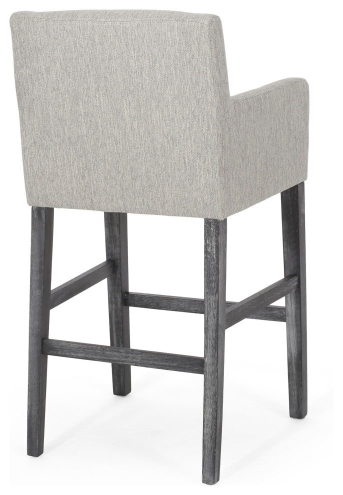 Chaparral Contemporary Fabric Upholstered Wood 30.5" Barstools, Set of 2, Light Gray/Gray