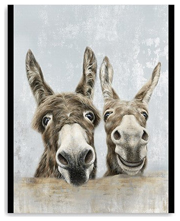 32" Cute Donkeys Canvas Wal Art