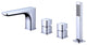 Deck Mount Roman Dual Handles Tub Faucet with Hand Shower, Chrome