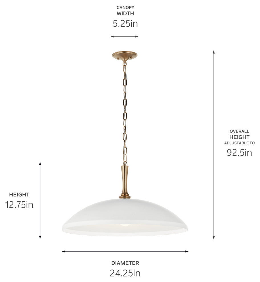 Delarosa 24" 1 Light Pendant, White and Champagne Bronze