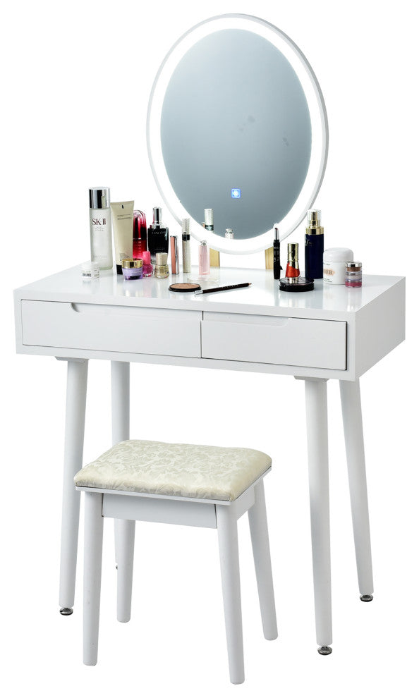 Costway Vanity Makeup Table Touch Screen 3 Lighting Modes Dressing Table Set