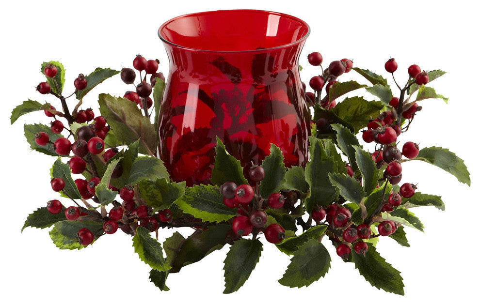 Holly Berry Candelabrum, Red and Green