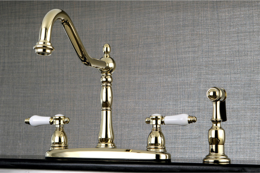 Kingston Brass Centerset Kitchen Faucet, Polished Brass