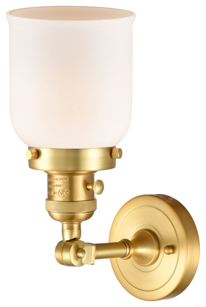 Bell Sconce With Switch, Satin Gold, Matte White