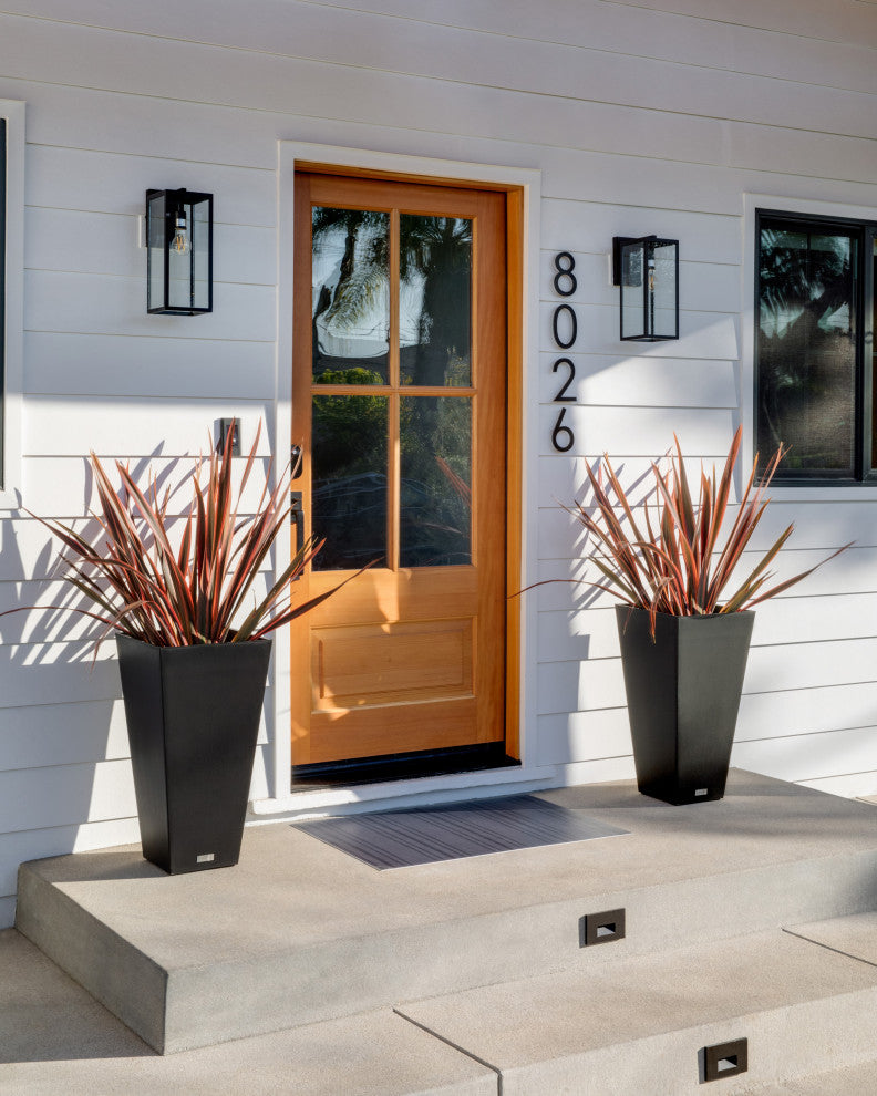 Midland Tall Square Planter, Black, 30", 2 Pack