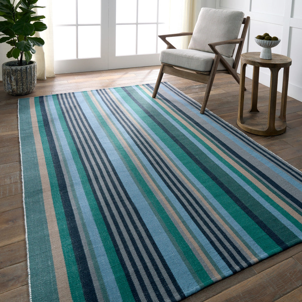 Vibe by Jaipur Living Sergio Handmade Striped Teal/Blue Area Rug 4'X6'