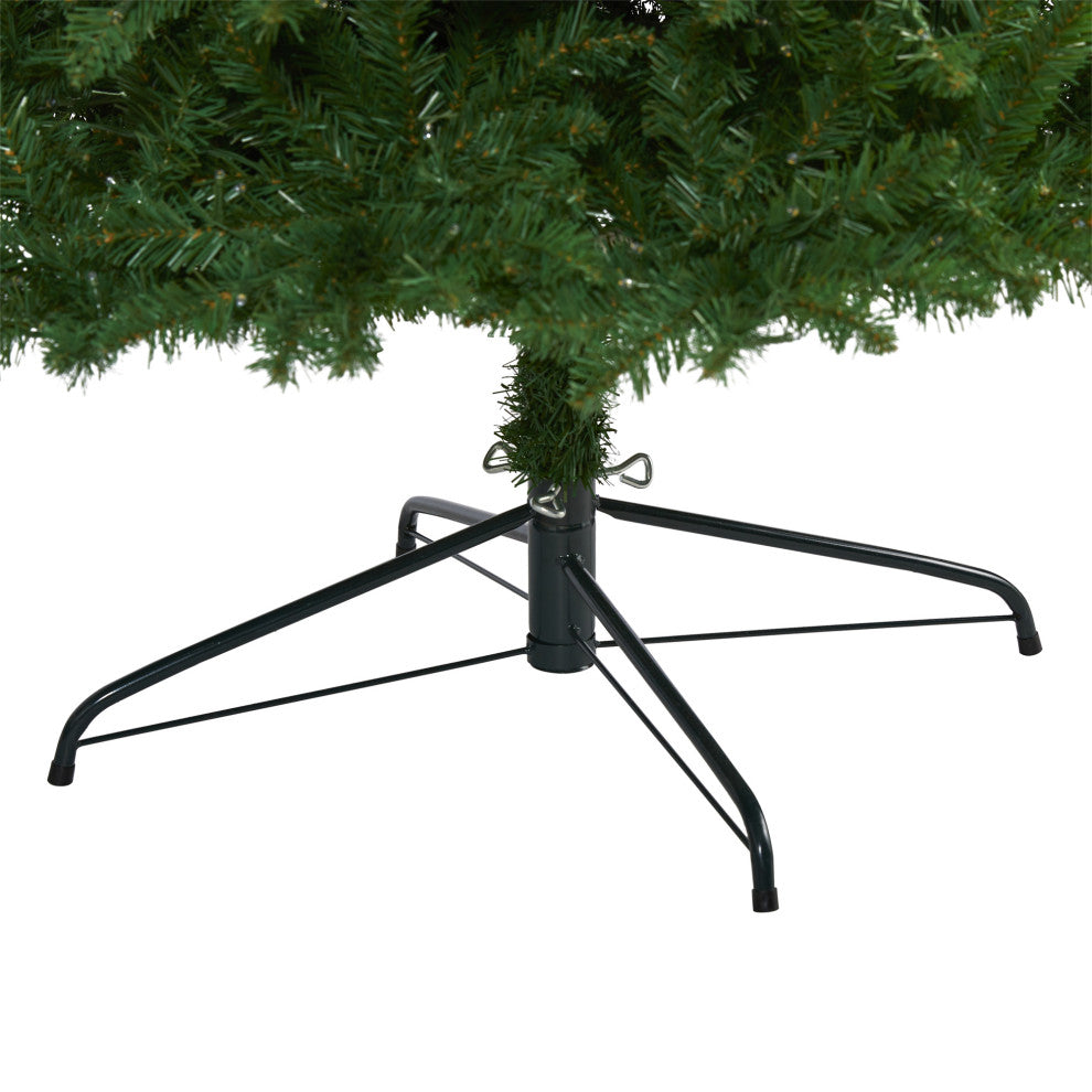 10' Slim Green Mountain Pine Artificial Christmas Tree With 800 Clear LED Lights