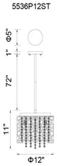 Bubbles 4 Light Drum Shade Mini Pendant With Chrome Finish