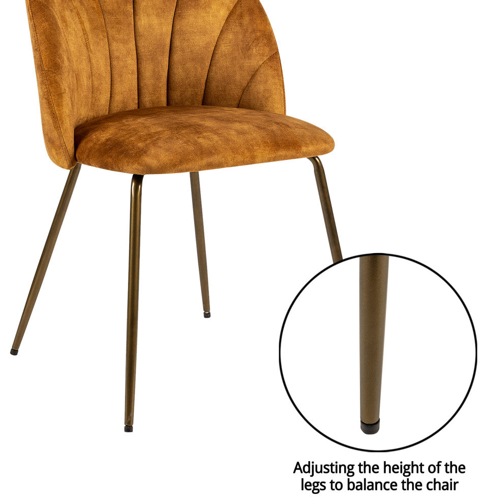 Velvet Brown Dining Chair Upholstered Dining Room Living Room Set of 2