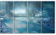 Beautiful Winter River View, Oversized Landscape Canvas Art, 48"x28", 4 Panels