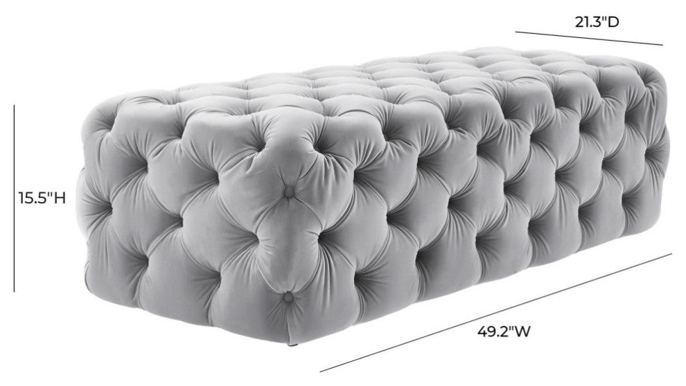 Kaylee Grey Velvet Ottoman