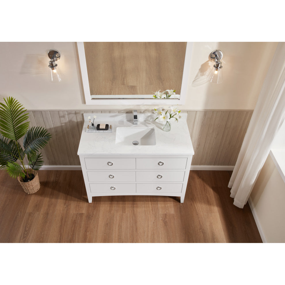 Legion Furniture WS2518 Series Bathroom Sink Vanity, White, 48", Artificial Stone Top, Single Sink