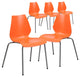 5 Pack Stackable Chair, Multipurpose Design, Plastic Seat & Curved Back, Orange