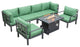 LeisureMod HSFBL-7G Hamilton 7-Pcs Conversation Set Fire Pit Table&Cushions