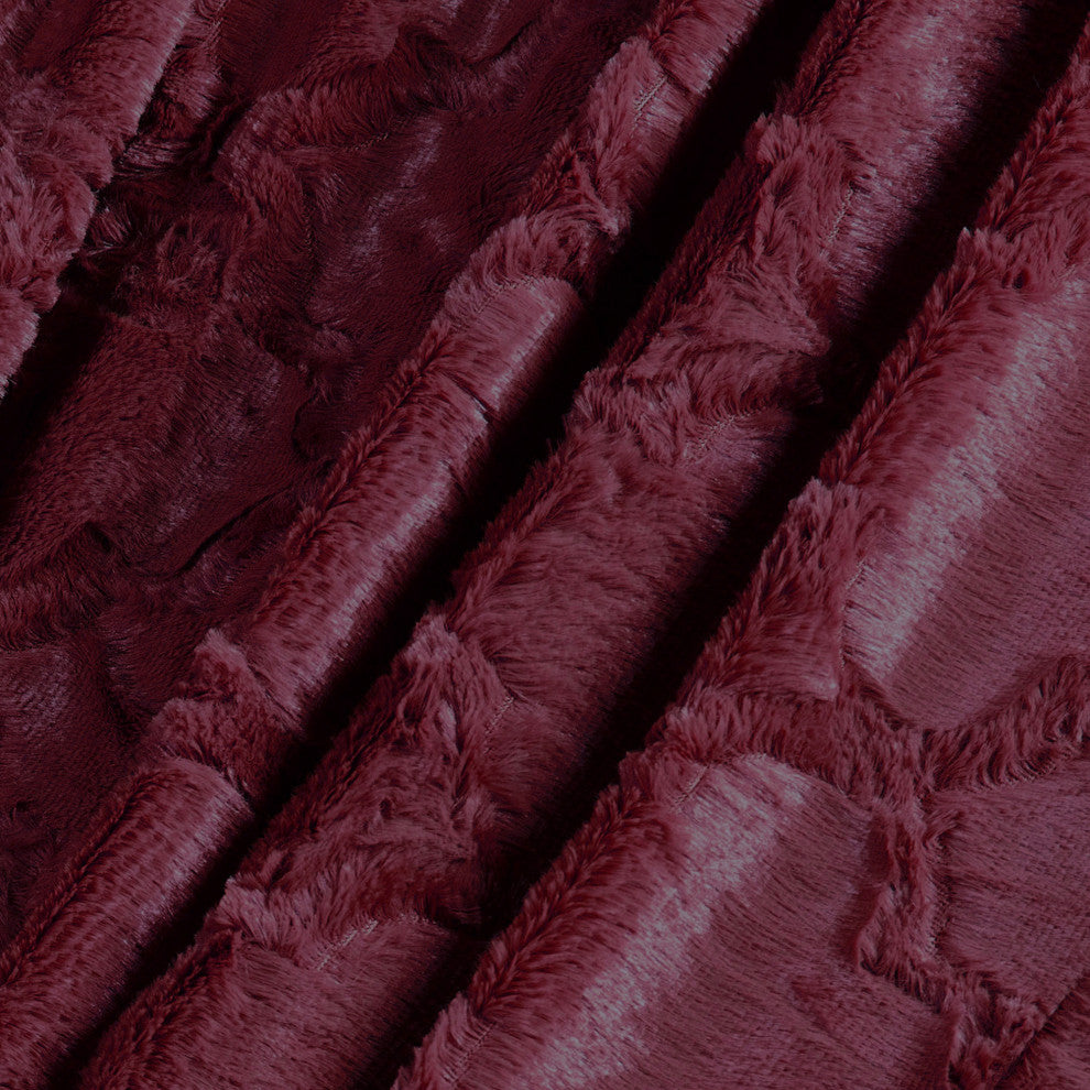 Ashley Brushed Faux Fur & Matching Sherpa Borrego Backing Throw, Burgundy, 50" X 60"