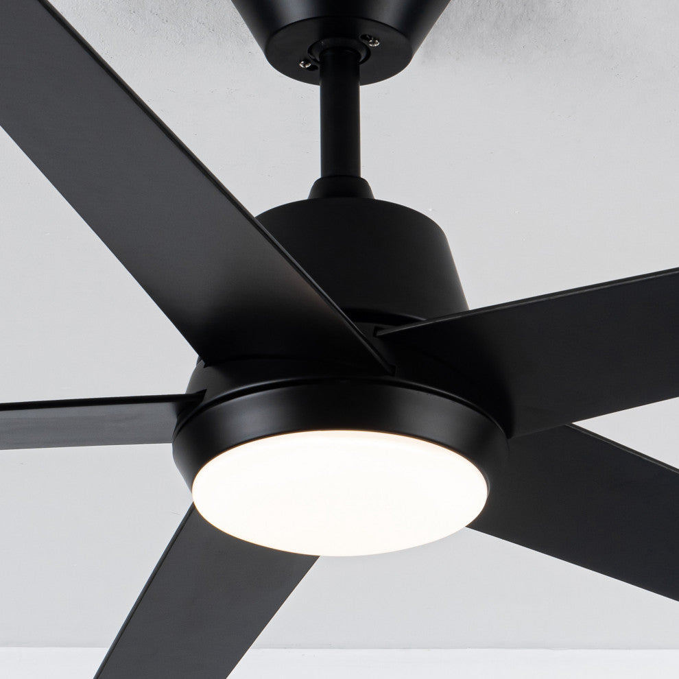 52-inch Modern 5-blade Black Ceiling Fan with Light