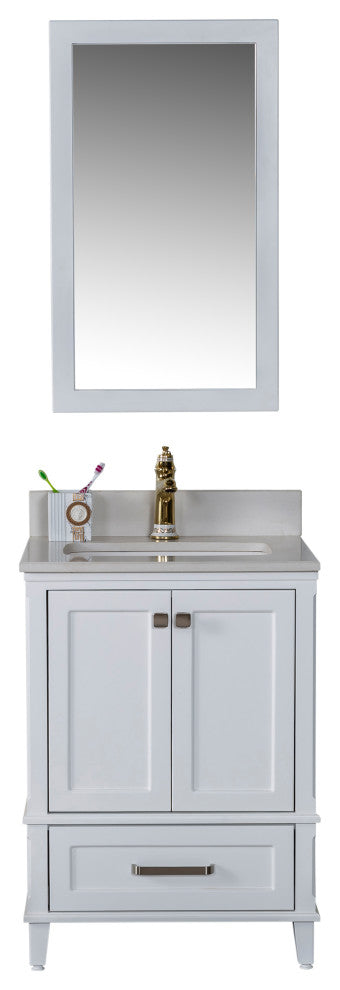 Nera Collection 24" Bathroom Vanity With Sink, Mirror, Countertop, White