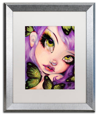 Natasha Wescoat 'Green Eyed Violet' Art, Silver Frame, White Mat, 16x20