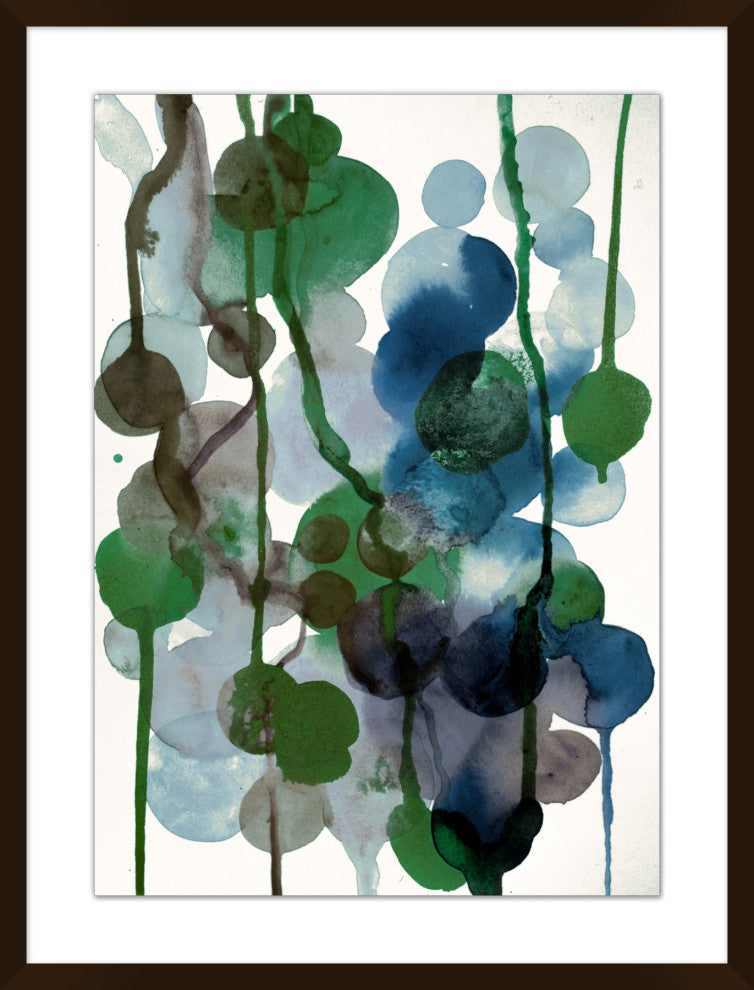 Emerald And Indigo Drops 1, Giclee Reproduction Artwork