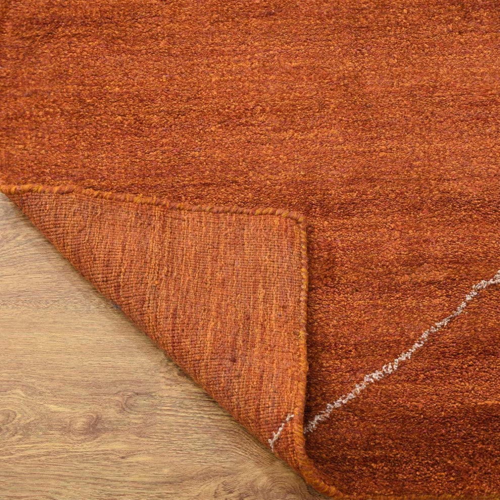 HAND KNOTTED LOOM SILK ECO-FRIENDLY RUGS-9'x12',Rectangle,Orange Beige,Geometric