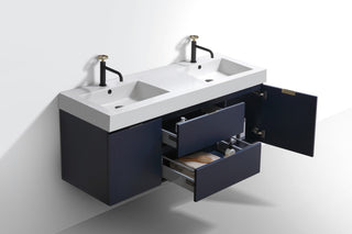 Bliss 60" Double Sink Blune Wall Mount Modern Bathroom Vanity