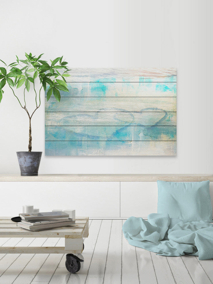 "Hazy Hearts" Painting Print on White Wood, 36"x24"