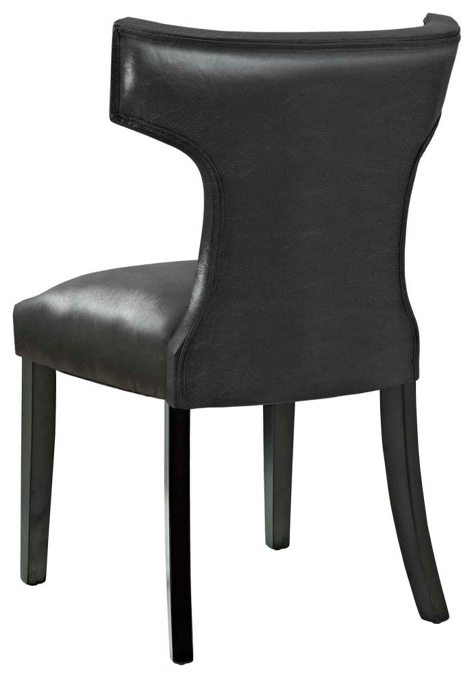 Side Dining Chair, Set of 2, Faux Leather, Black, Modern, Cafe Bistro Restaurant