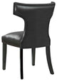 Side Dining Chair, Set of 2, Faux Leather, Black, Modern, Cafe Bistro Restaurant