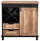 32.30" Modern Industrial Black Wine Sideboard With Natural Top and Sliding Door