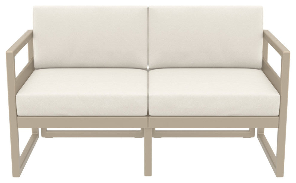 Mykonos Patio Loveseat Taupe With Acrylic Fabric Natural Cushion