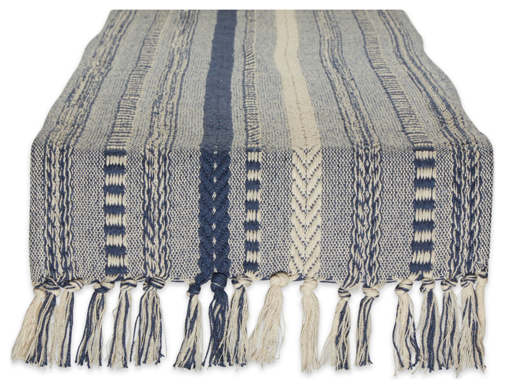 French Blue Braided Stripe Table Runner 15x72