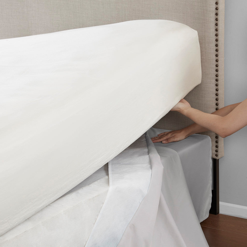 Madison Park Simple Fit Wrap Around Adjustable Bedskirt, Grey