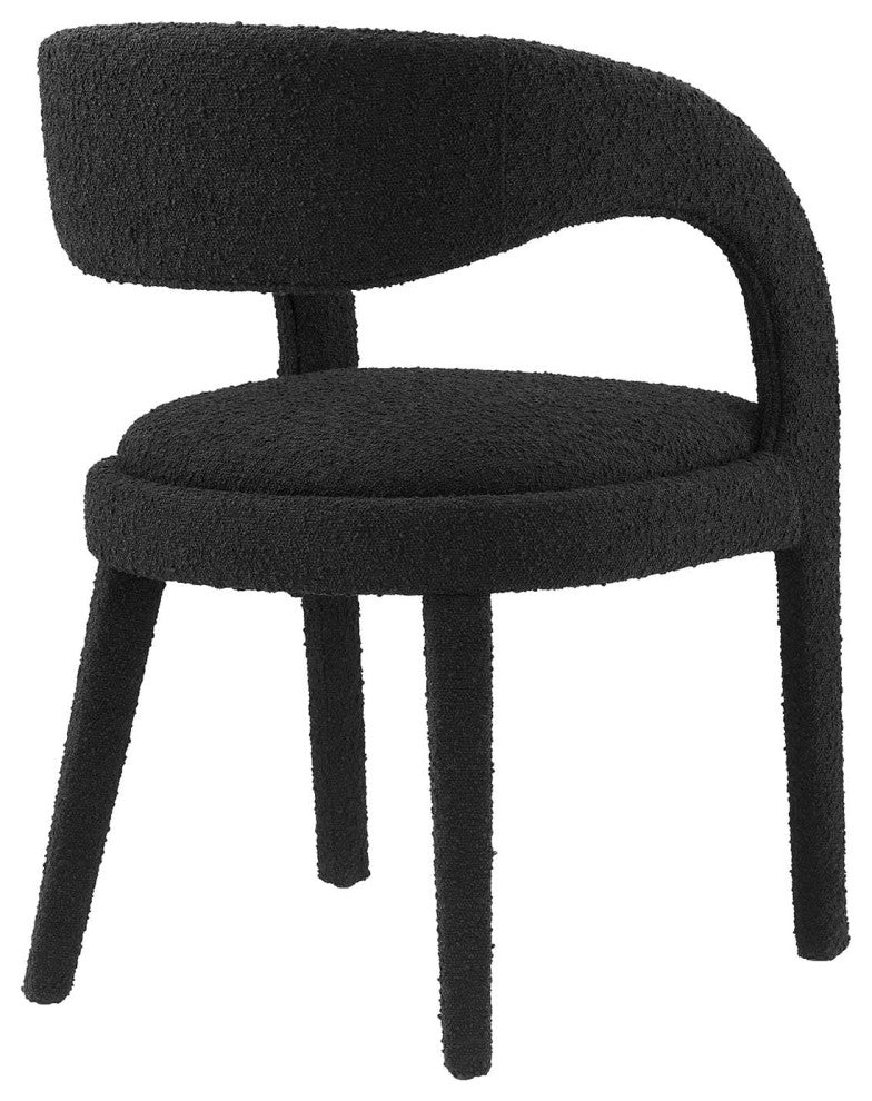 Pinnacle Boucle Upholstered Dining Chair Set of 2, Black