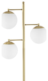Ellie 66" 3-Light Modern Vintage Iron LED Floor Lamp, Brass Gold/White