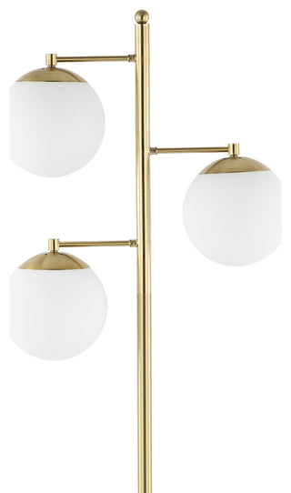 Ellie 66" 3-Light Modern Vintage Iron LED Floor Lamp, Brass Gold/White