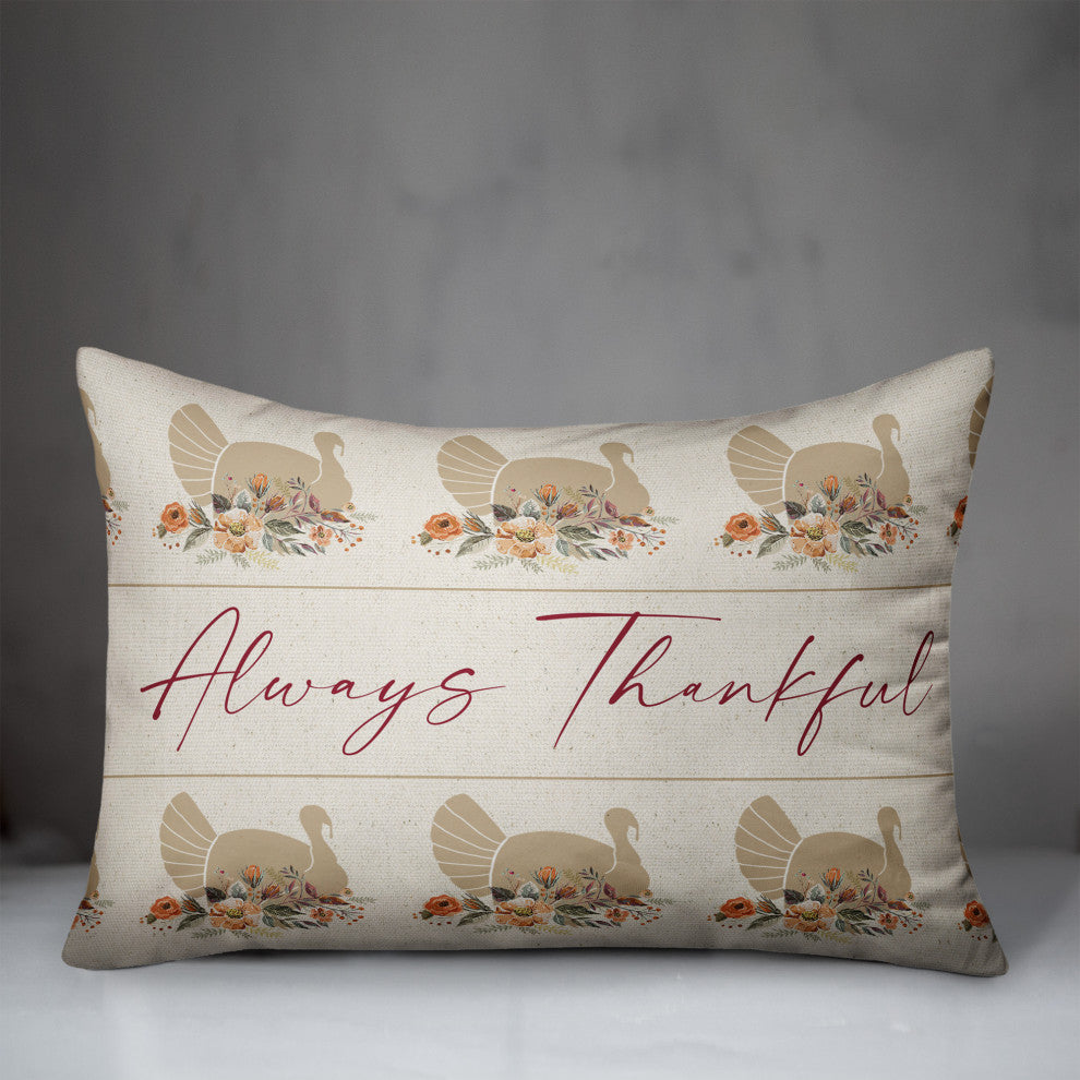 Turkey Always Thankful 4 14"x20" Spun Poly Pillow