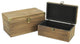 Set of 2 Brown Wood Box With Bronze Corner Accent