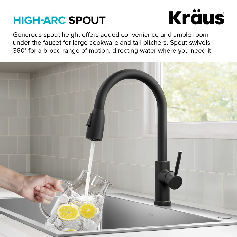 KRAUS Coda 2-Function 1-Handle Pull Down Kitchen Faucet Matte Black