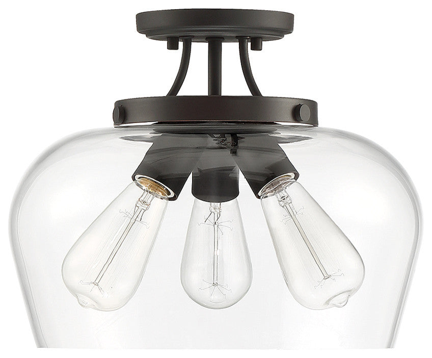 3-Light Semi-Flush Mount, English Bronze