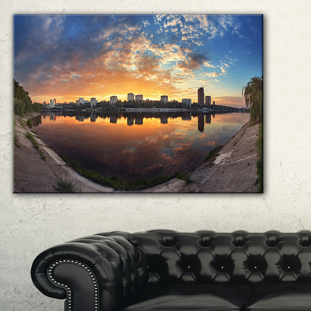 "Long Summer Sunset in Yellow" Canvas Print, 32"x16"