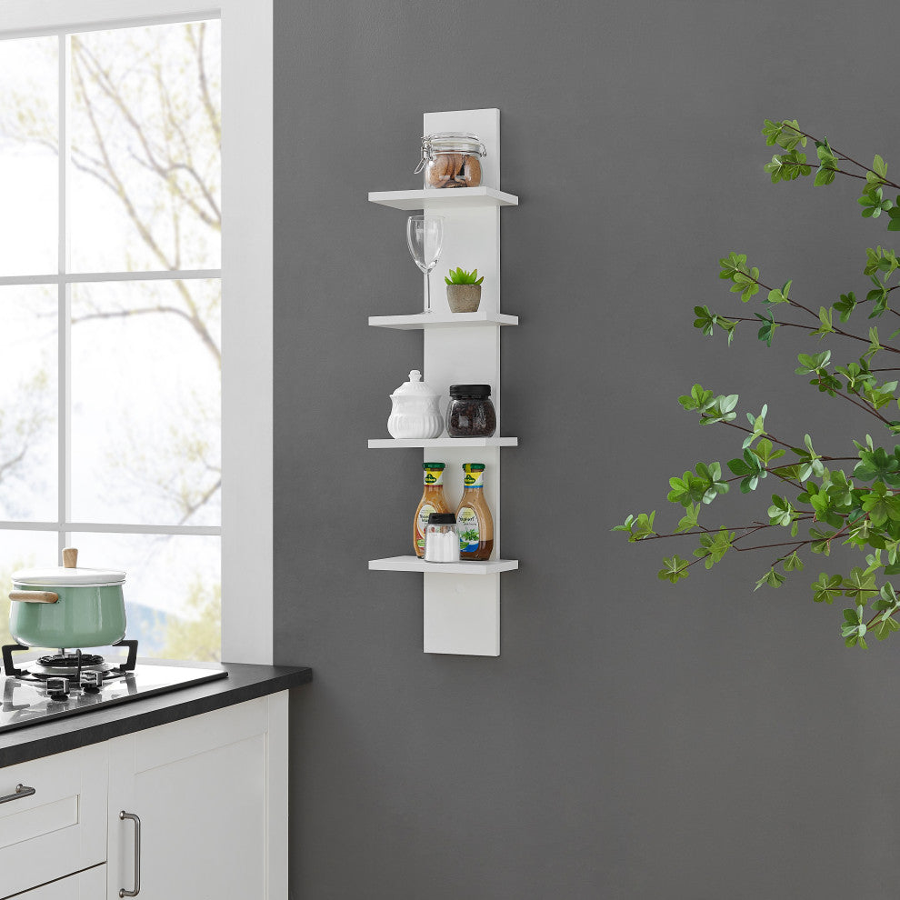 Danya B. Arica Utility Column 4-Tier Spine Wall Shelves, White
