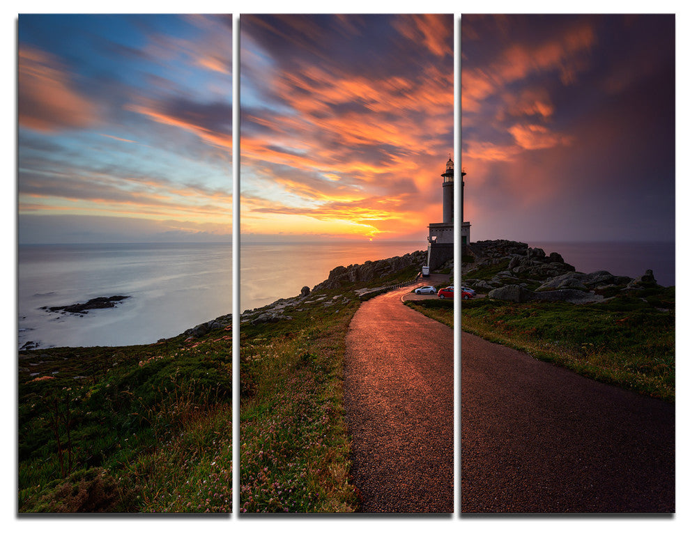 "Punta Nariga Lighthouse Spain" Photo Wall Art, 3 Panels, 36"x28"