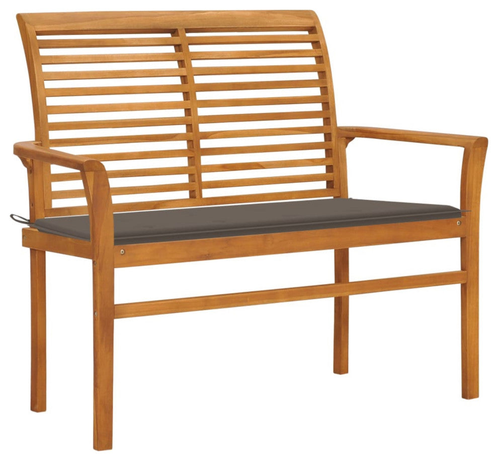 vidaXL Garden Bench With Taupe Cushion 44.1" Solid Teak Wood
