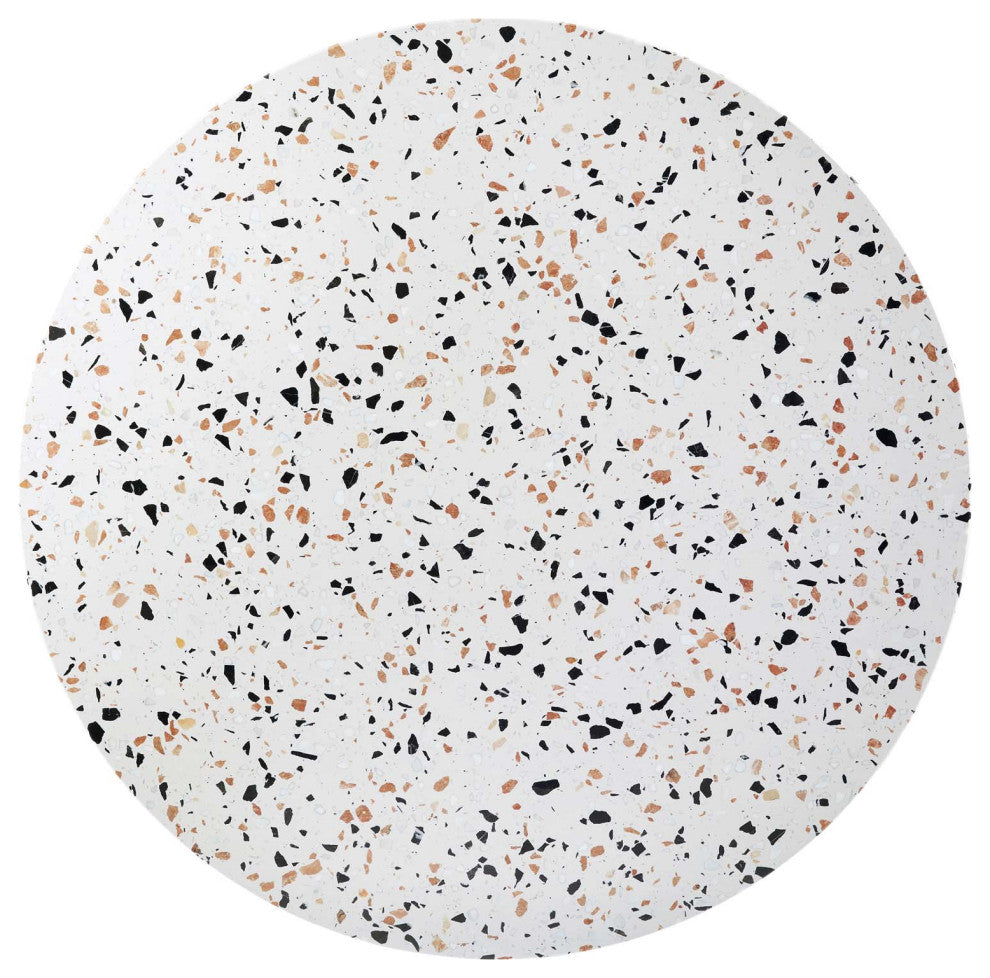 47" Dining Table, Round, White Gold, Metal, Modern, Cafe Bistro Hospitality