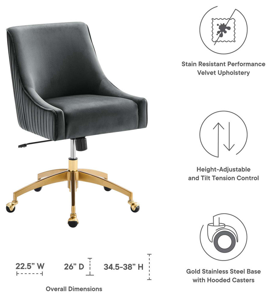 Discern Performance Velvet Office Chair, Gray