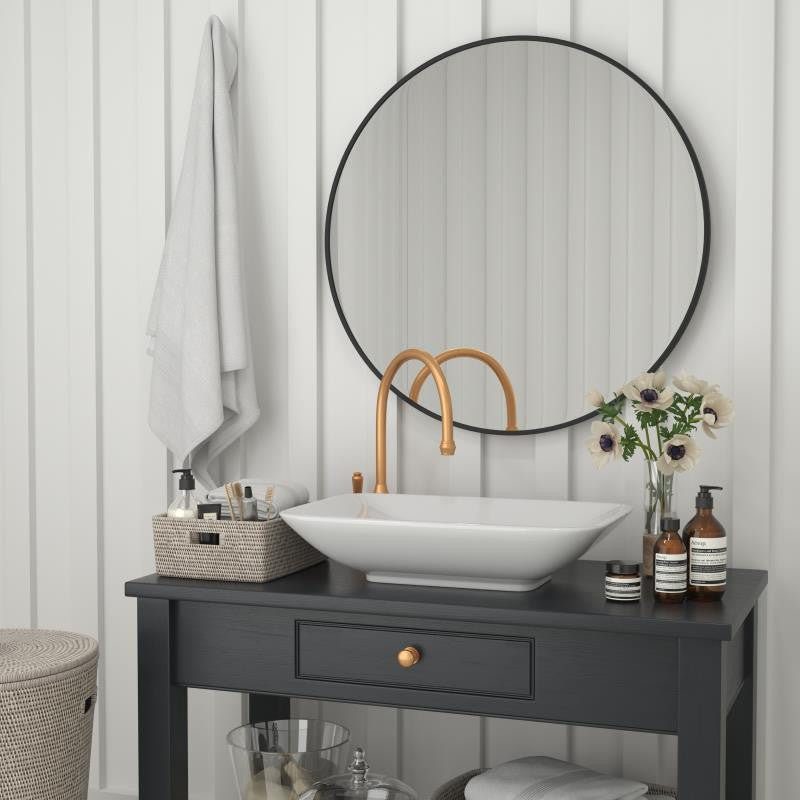 Julianne Large Accent Mirror Metal Framed Wall Mirror, Black, 36"