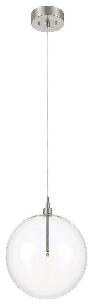 1-Light Pendant in Natural Brass, Brushed Nickel